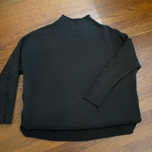 Frank & Eileen Effie Triple Fleece long sleeve Funnel Neck Capelet. Black. Small